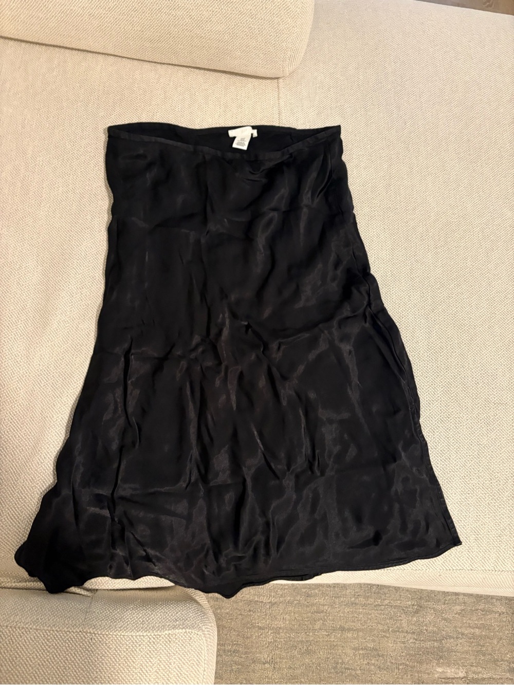 H&M Black Satin Midi Skirt